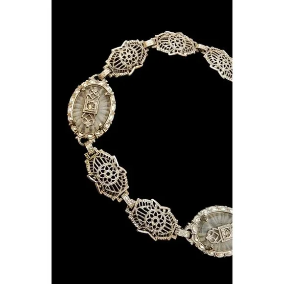 Spectacular Double Camphor Edwardian Filigree Bracelet (A4556)